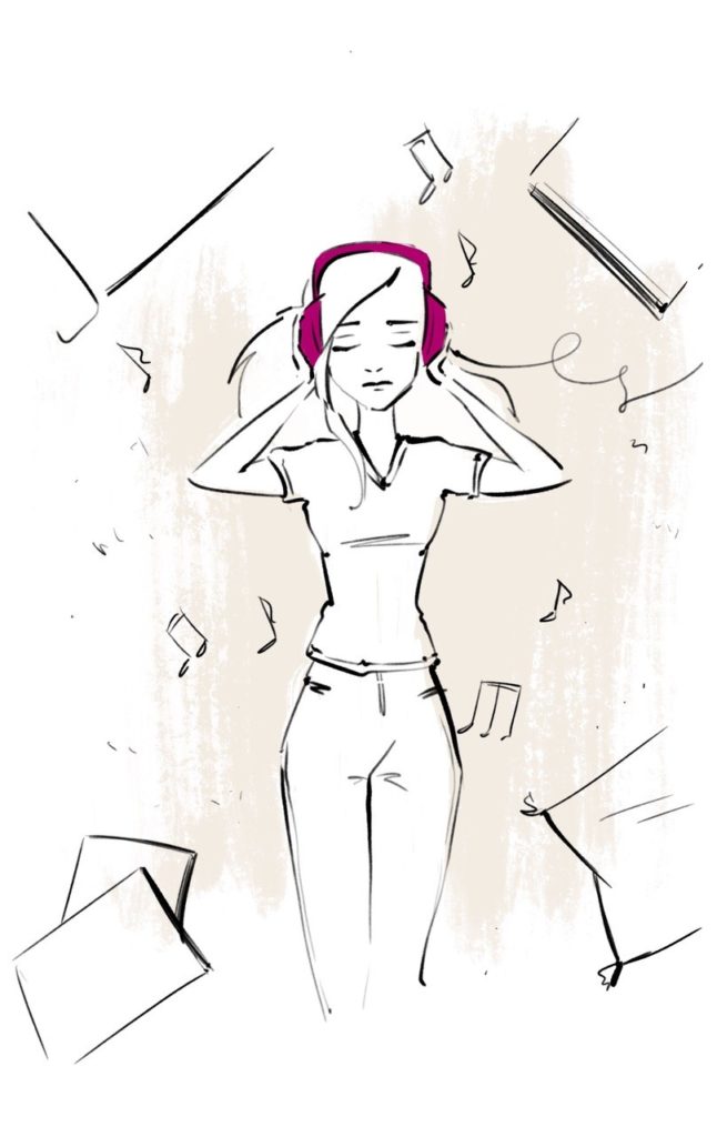 Rezension zum Buch Leichte Mädchen Weisheiten von Sabine Verges Mädchen mit Musik und Kopfhörern